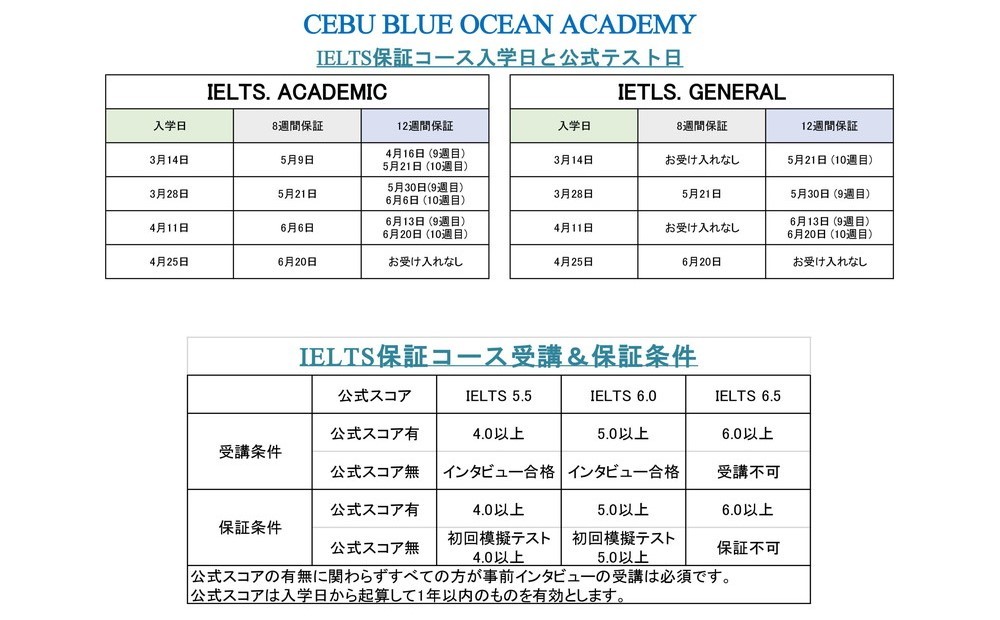 フィリピン留学 セブ島留学 Cebu Blue Ocean Academy IELTS保証コース日 2020.01.27 名古屋 岐阜