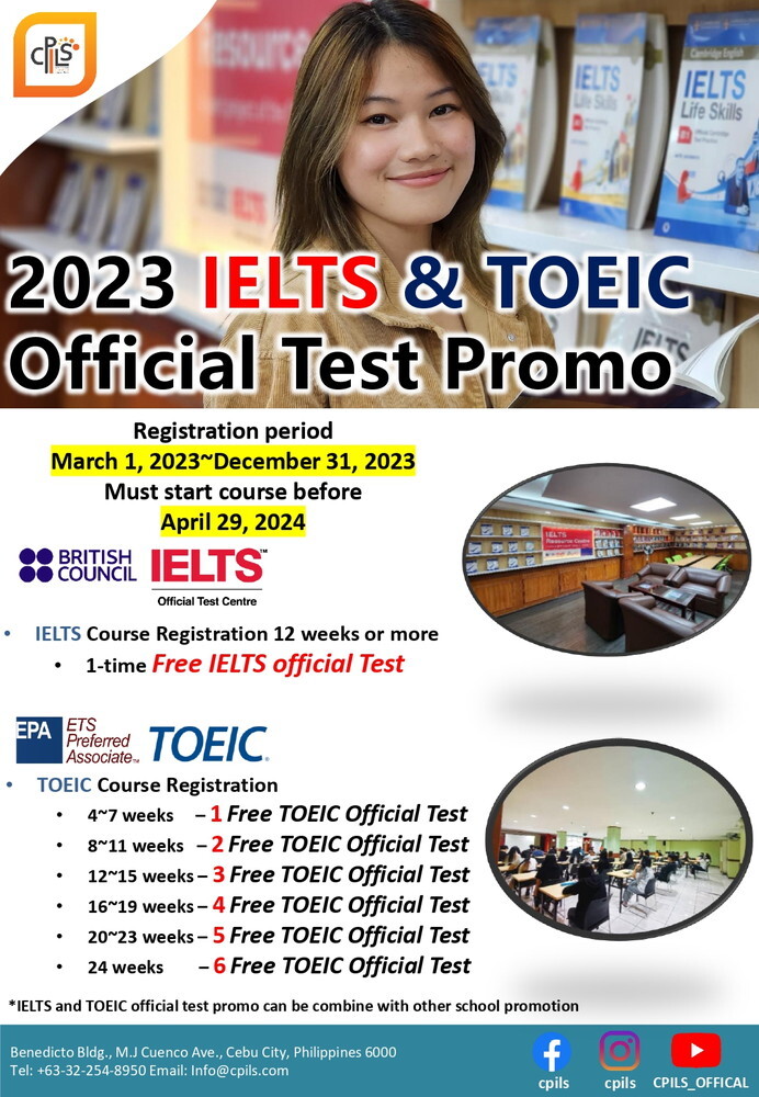 フィリピン留学 セブ島留学 CPILS IELTS TOEIC 割引キャンペーン 2023.06.20更新 留学エージェント ライフアブロード