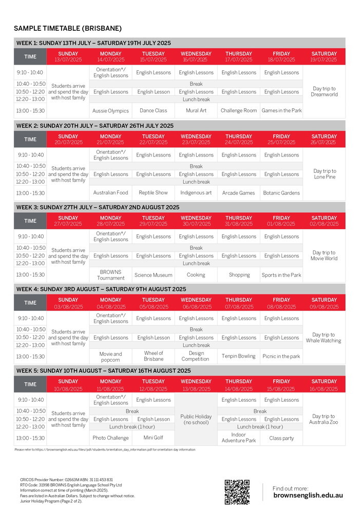 オーストラリア ブリスベン留学 BROWNS ジュニアキャンプ 2025.07.13 - 08.16 東京 名古屋駅前 岐阜 留学エージェント ライフアブロード_page-0002