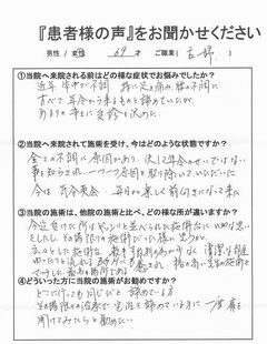 腰痛の喜びの声