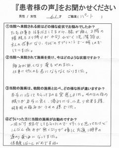 膝痛の喜びの声