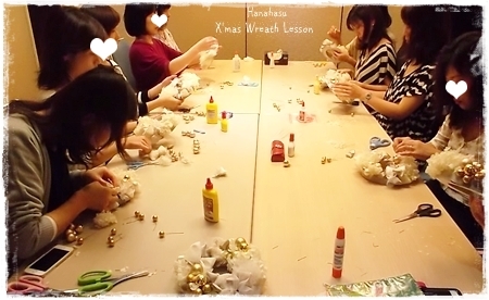 プリザーブドフラワークリスマスリースレッスン