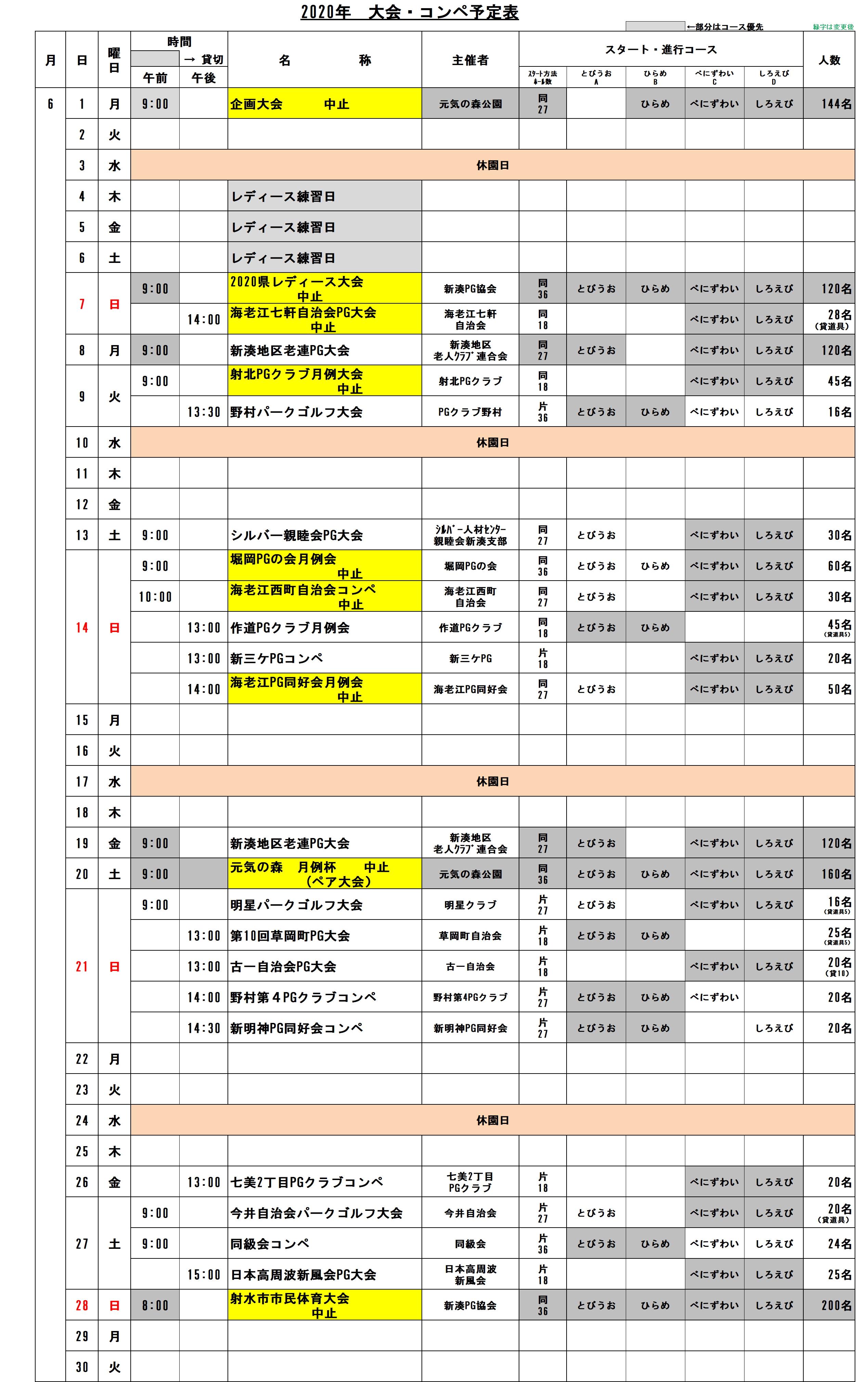 6月コンペ予定