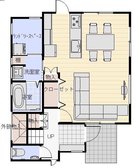 大根布1丁目28番1階間取り図