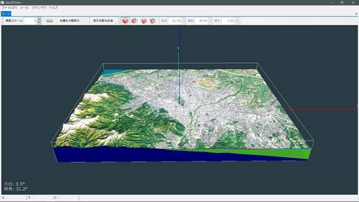 第3図 3D地盤モデル(上下方向1.0倍の場合)