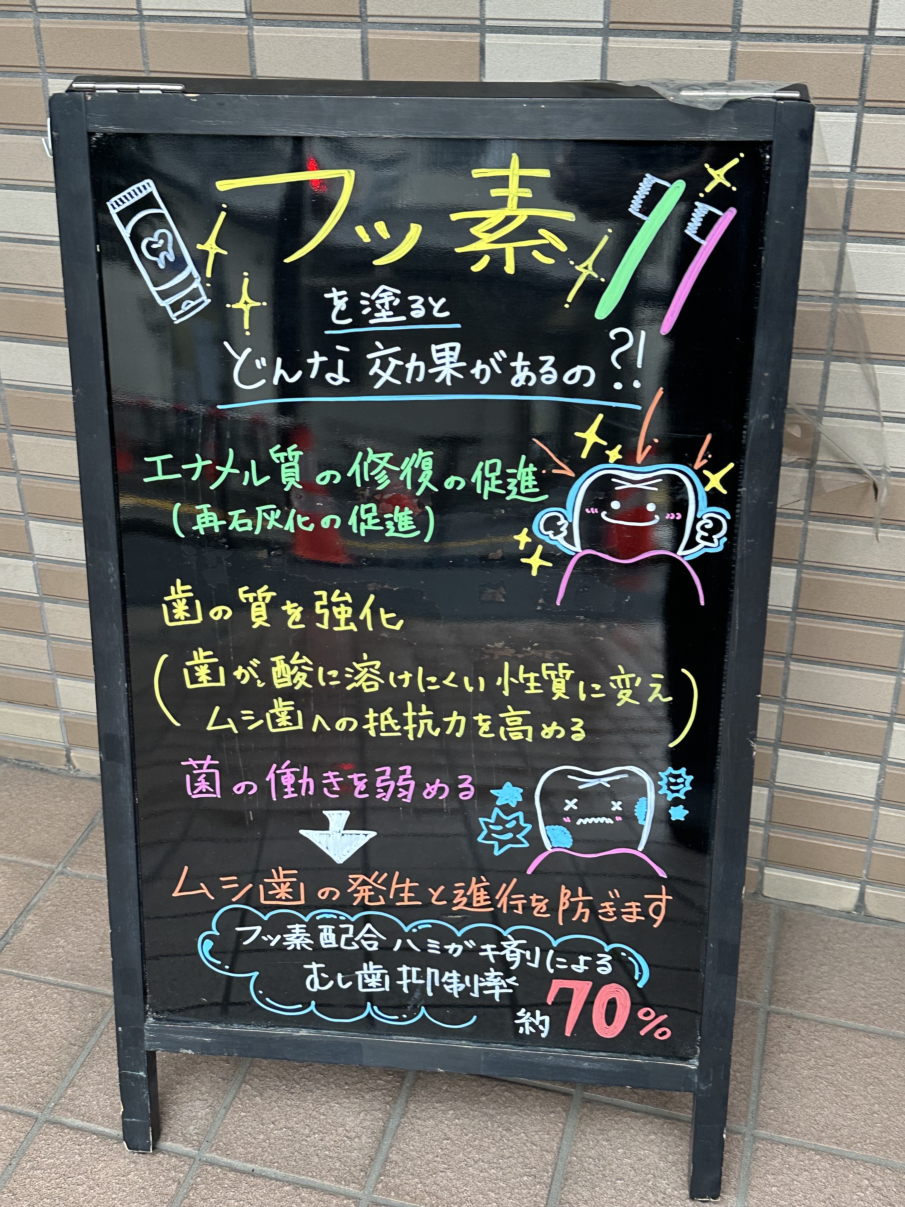 ブラックボード更新しました。フッ素の働きについて