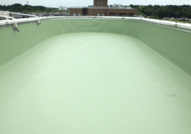 塩ビシート防水_施工後上塩ビシート防水で改修(被せ工法)