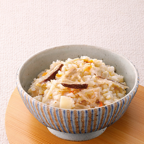 1【やわらか玄米炊き込みご飯】盛りつけ例