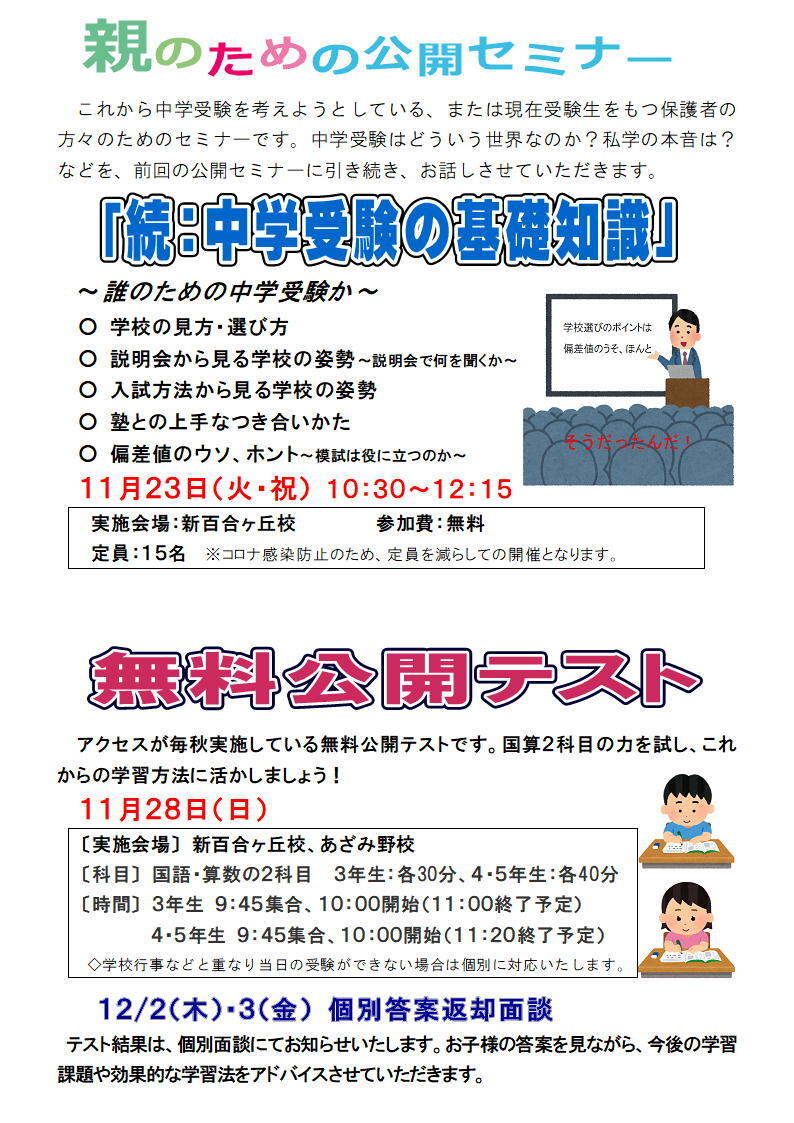 セミナーとテスト