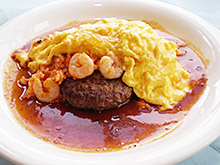 ディナー限定・エビとハンバーグのオムライス