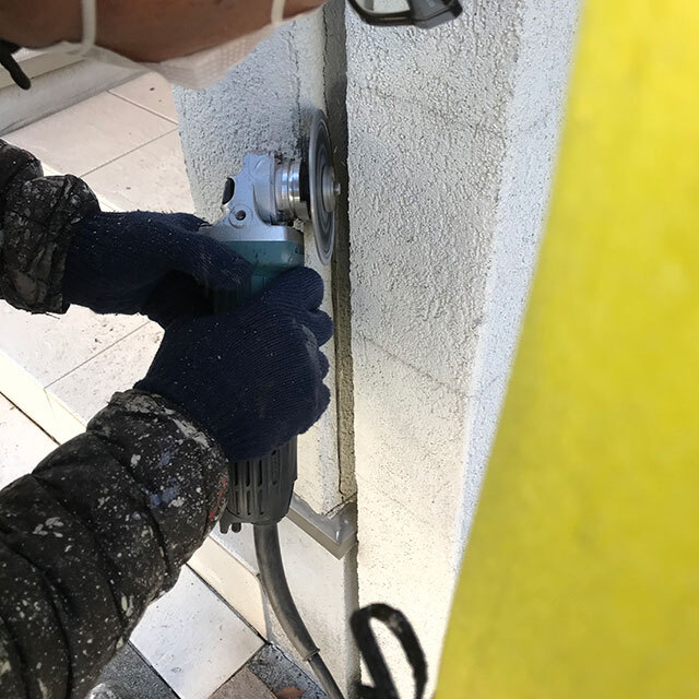 1.クラック部Vカット処理