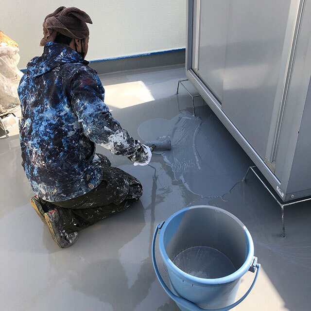 8.屋上防水ウレタン2回目塗布