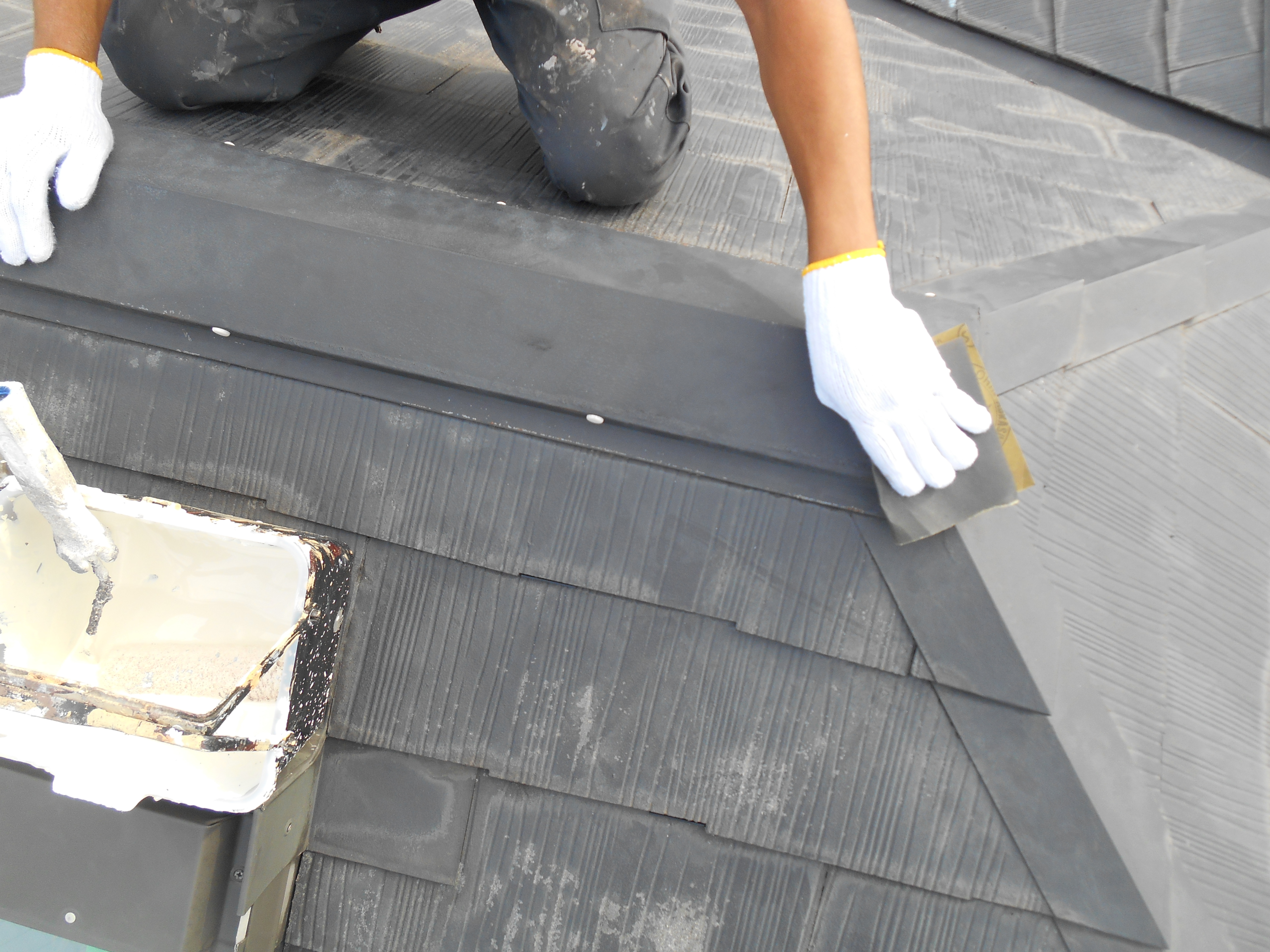 棟板金・雪止め金具錆止め塗布 (7)