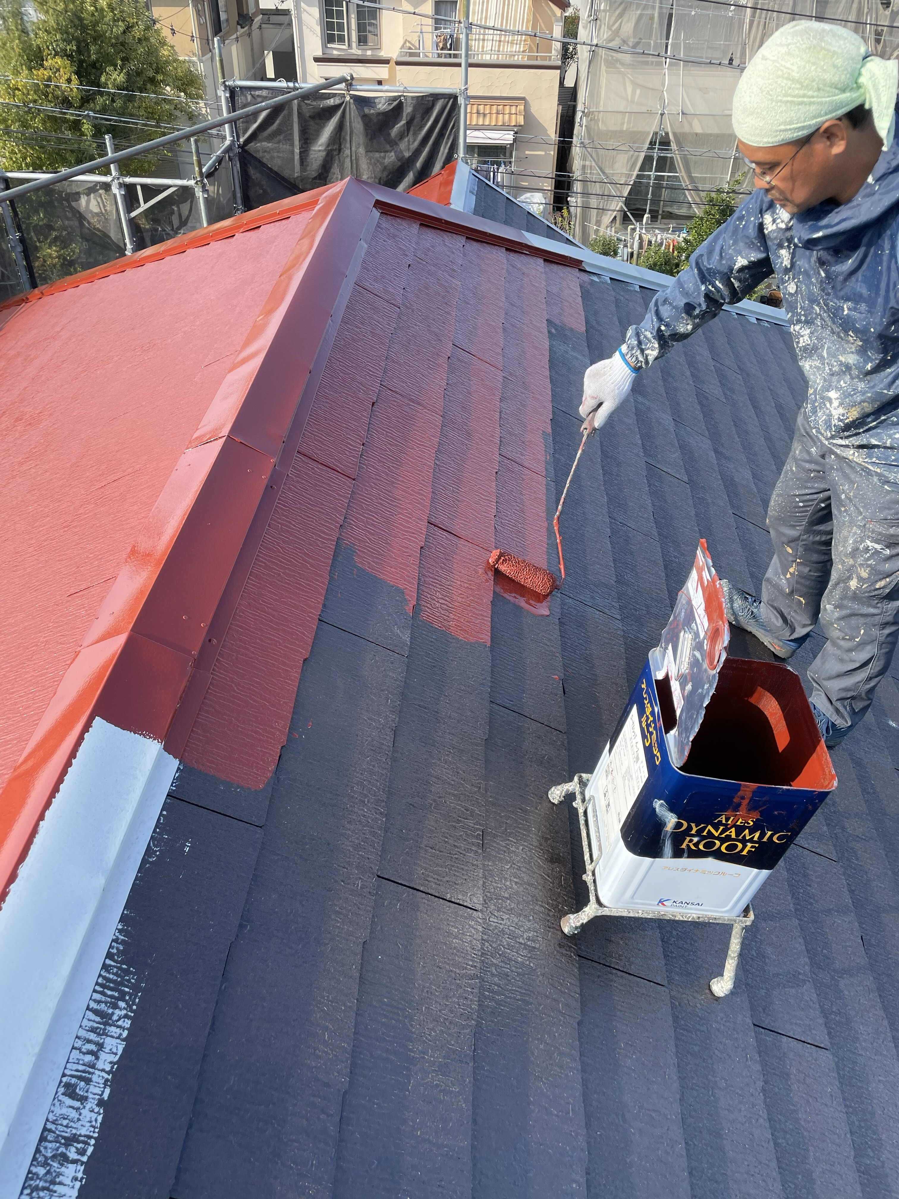 屋根アレスダイナミックルーフ中塗