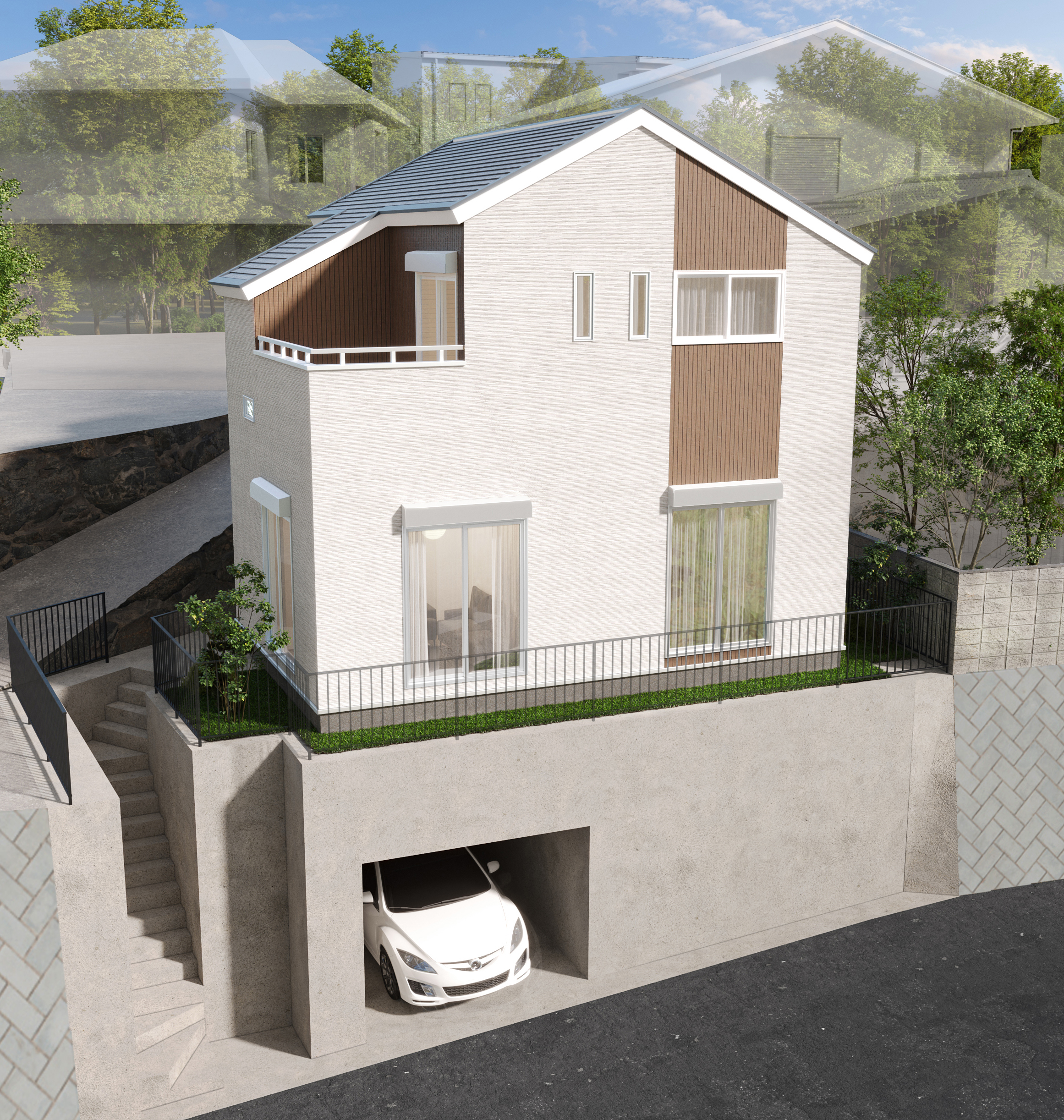 (修正後)A_千里丘中住宅外観パース_0404