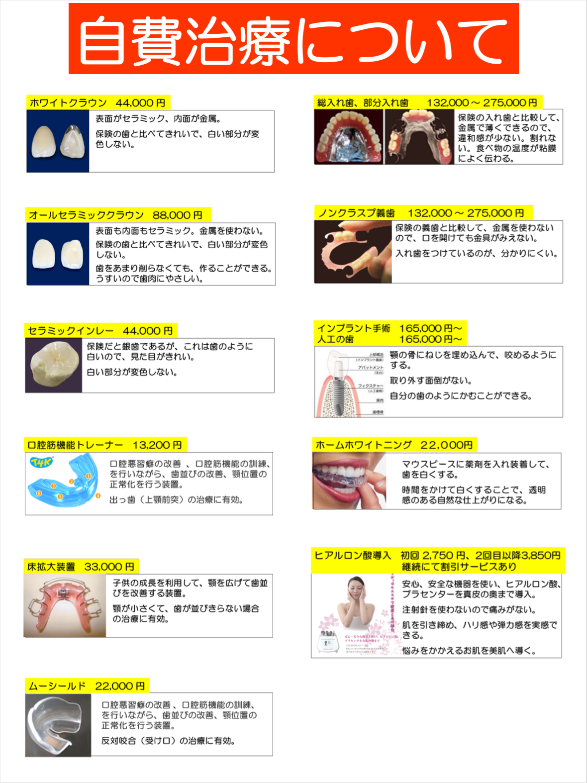 自費治療について