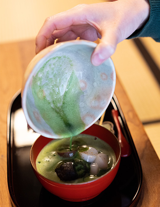 温かい抹茶ぜんざい