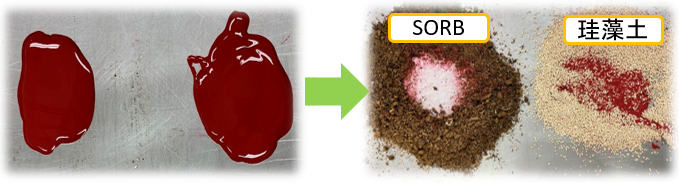 SORB®XT事例3:ペンキの吸収実験(ペンキ15ml)