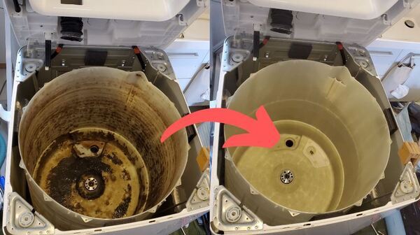 タテ型洗濯機分解洗浄.