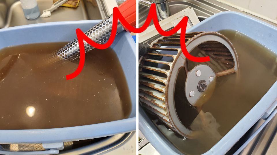 専用洗剤で浸け置き