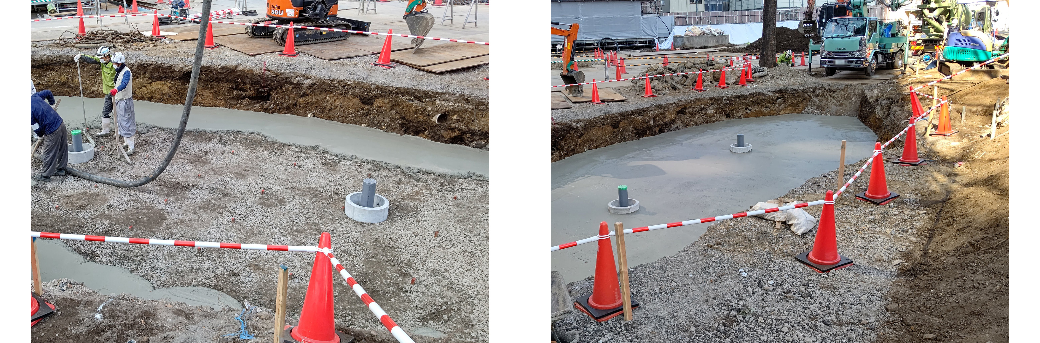 04.鯉池捨てコン打設状況