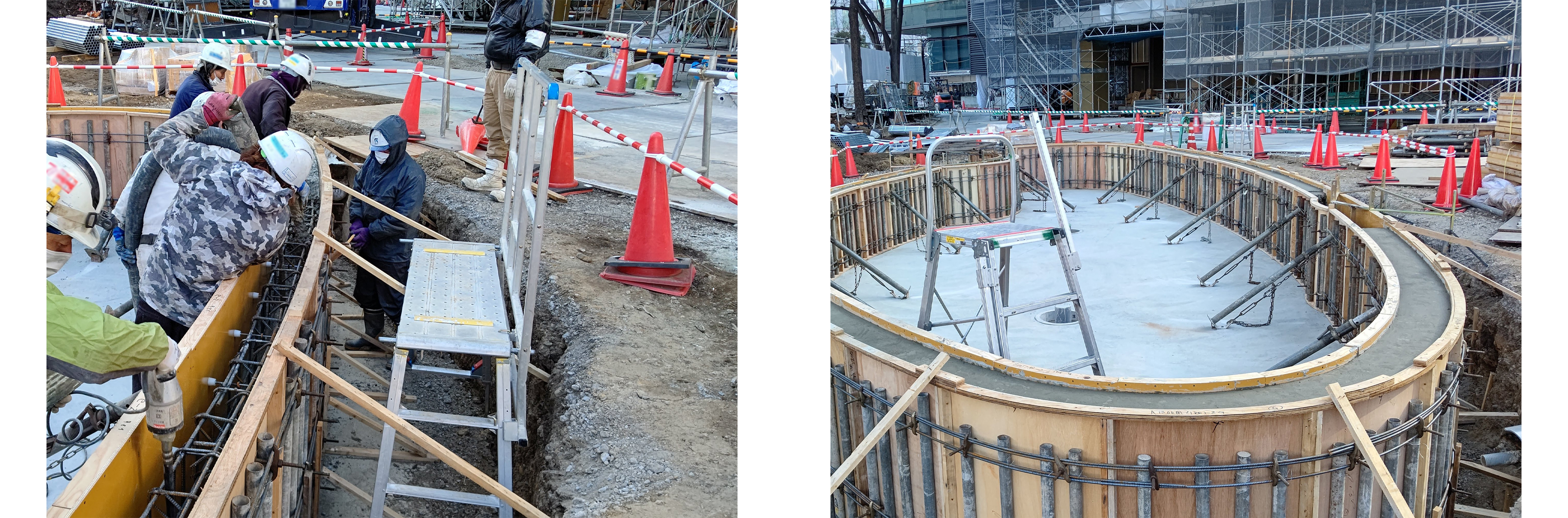 010.鯉池立上りコン打設状況