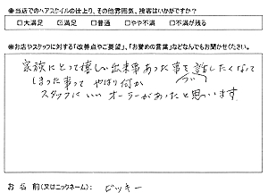 お客様の声(ビッキー様)