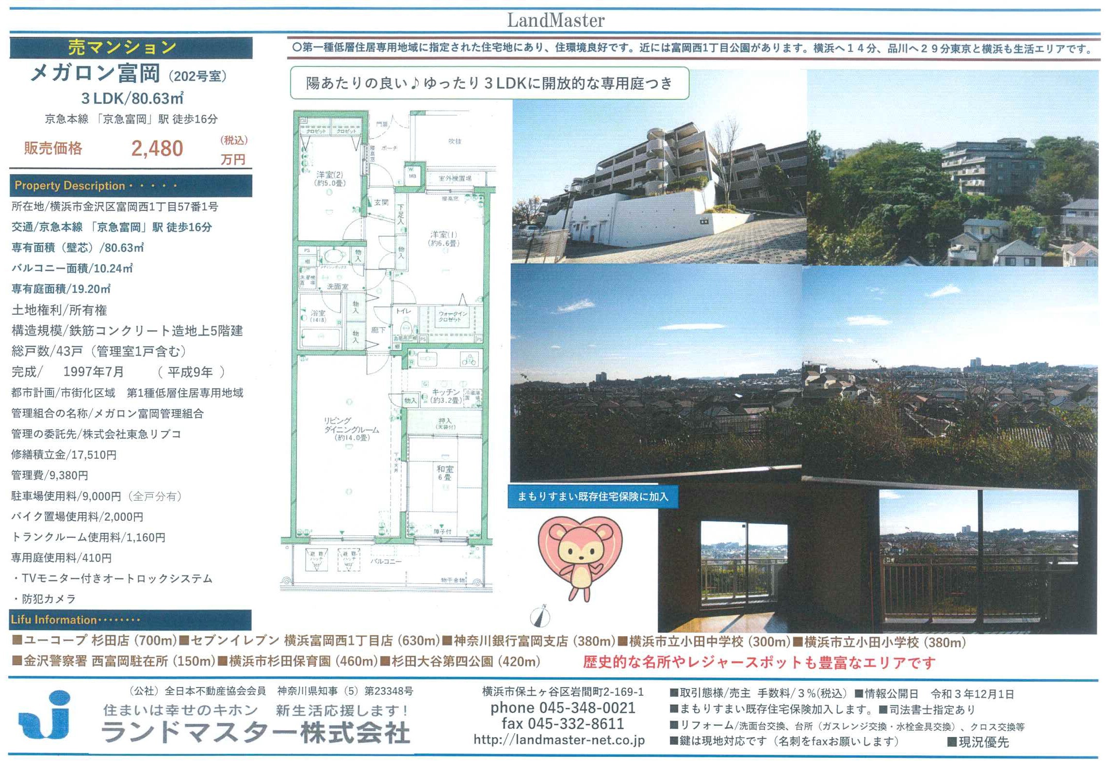 メガロン富岡202広告図面