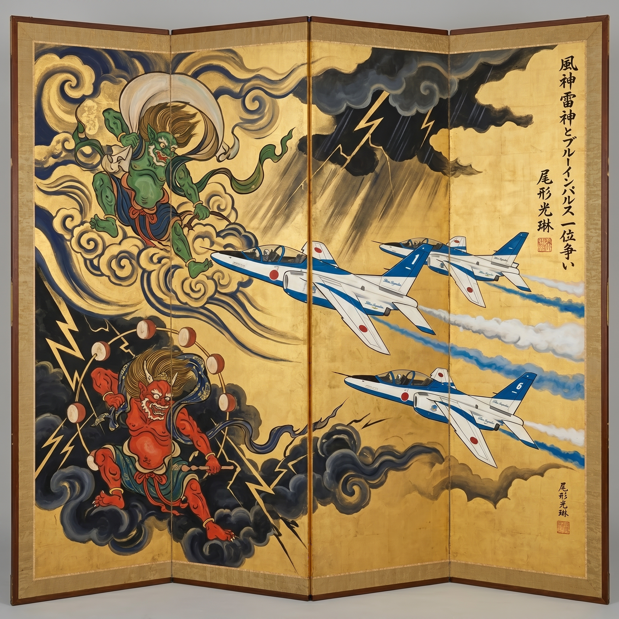 風神雷神とブルーインパルス　