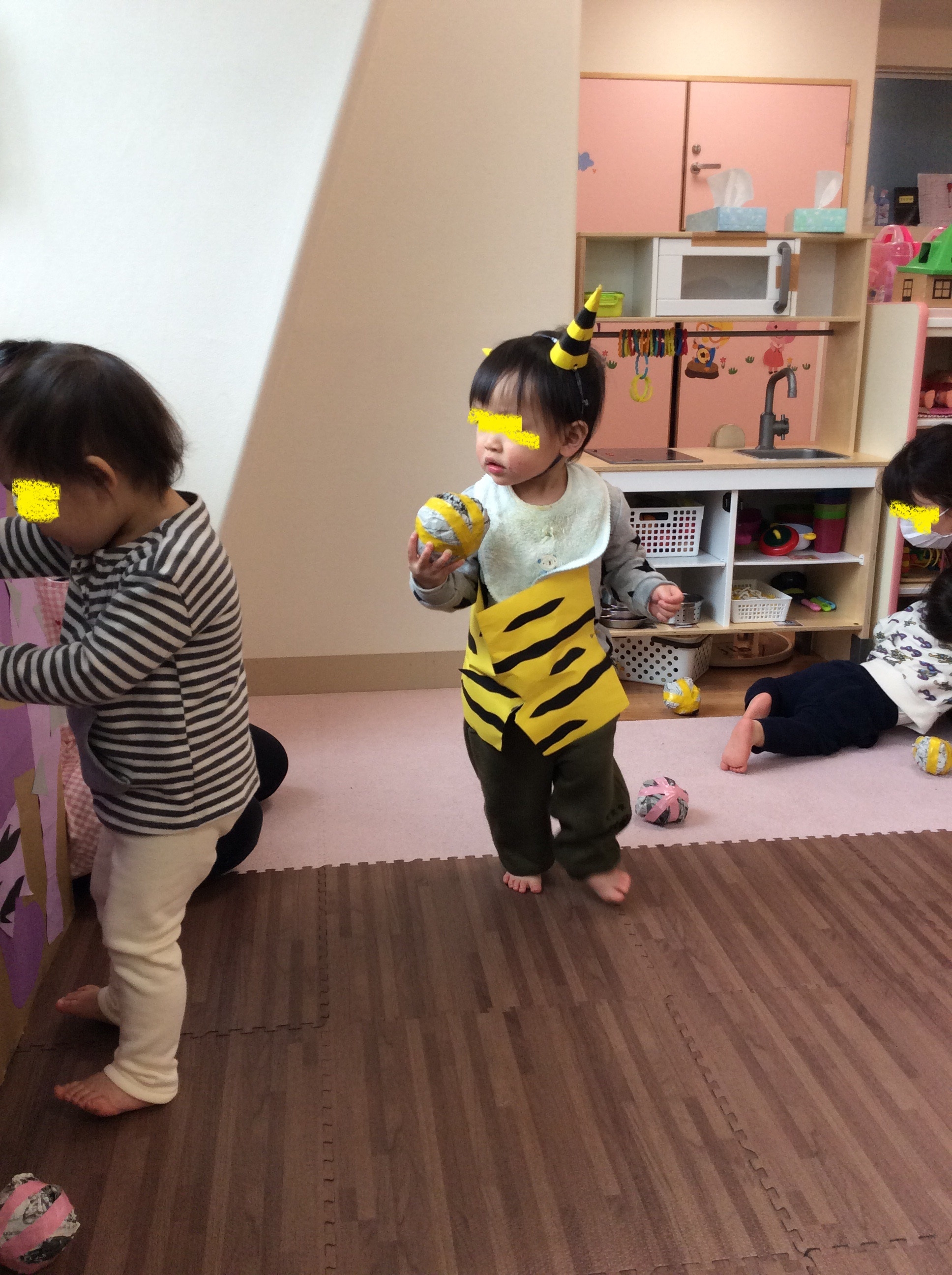 マリー保育園 富士見台 節分 手作り豆を使って鬼退治