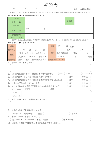 初診表
