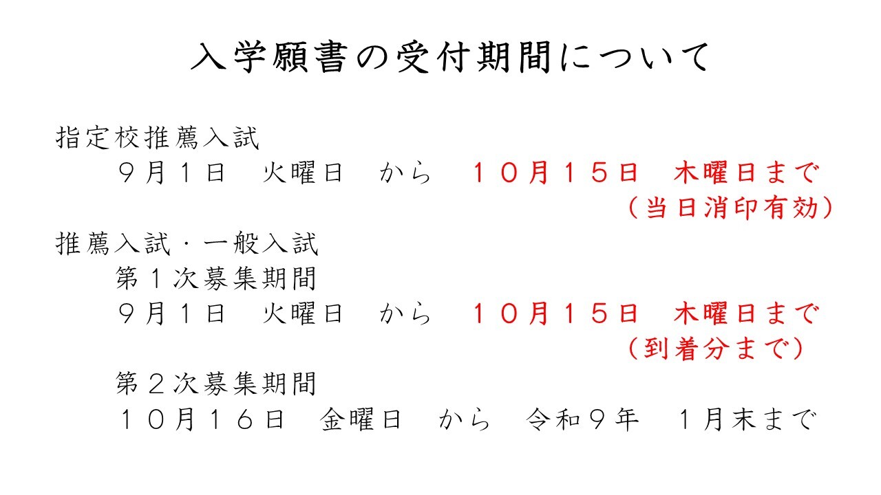 願書受付