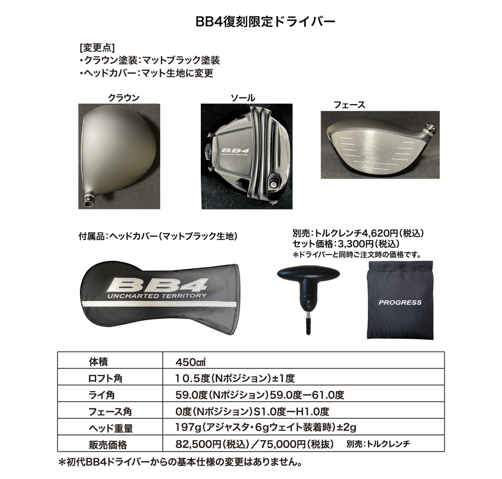 超美品】プログレス BB-4 ドライバー プログレス「BB4」、高反発 超美品】プログレス BB-4 ドライバー プログレス「BB4」、高反発