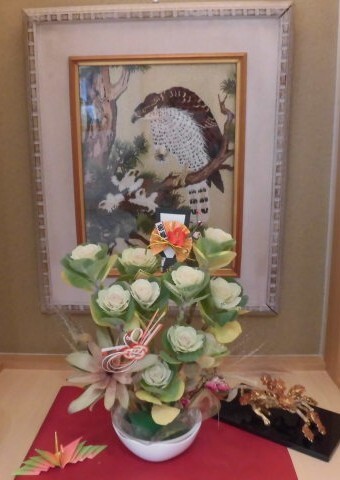 １月飾り棚あじさい