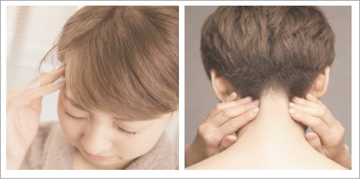 頭痛や首肩こりが続いている状態のイメージ