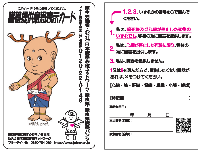 意思表示について 奈良県臓器バンク 臓器移植 腎臓移植 意思表示について 奈良県臓器バンク 臓器移植 腎臓移植