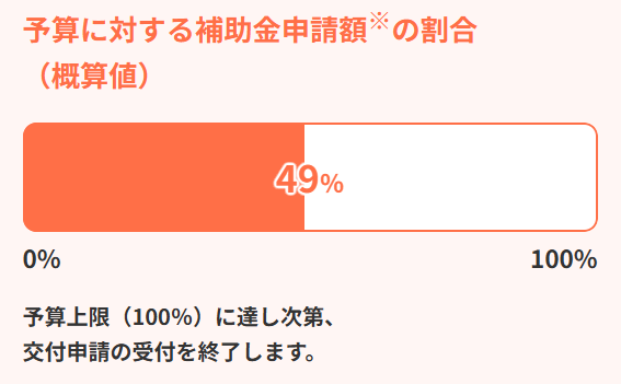 国補助金の予算消化状況