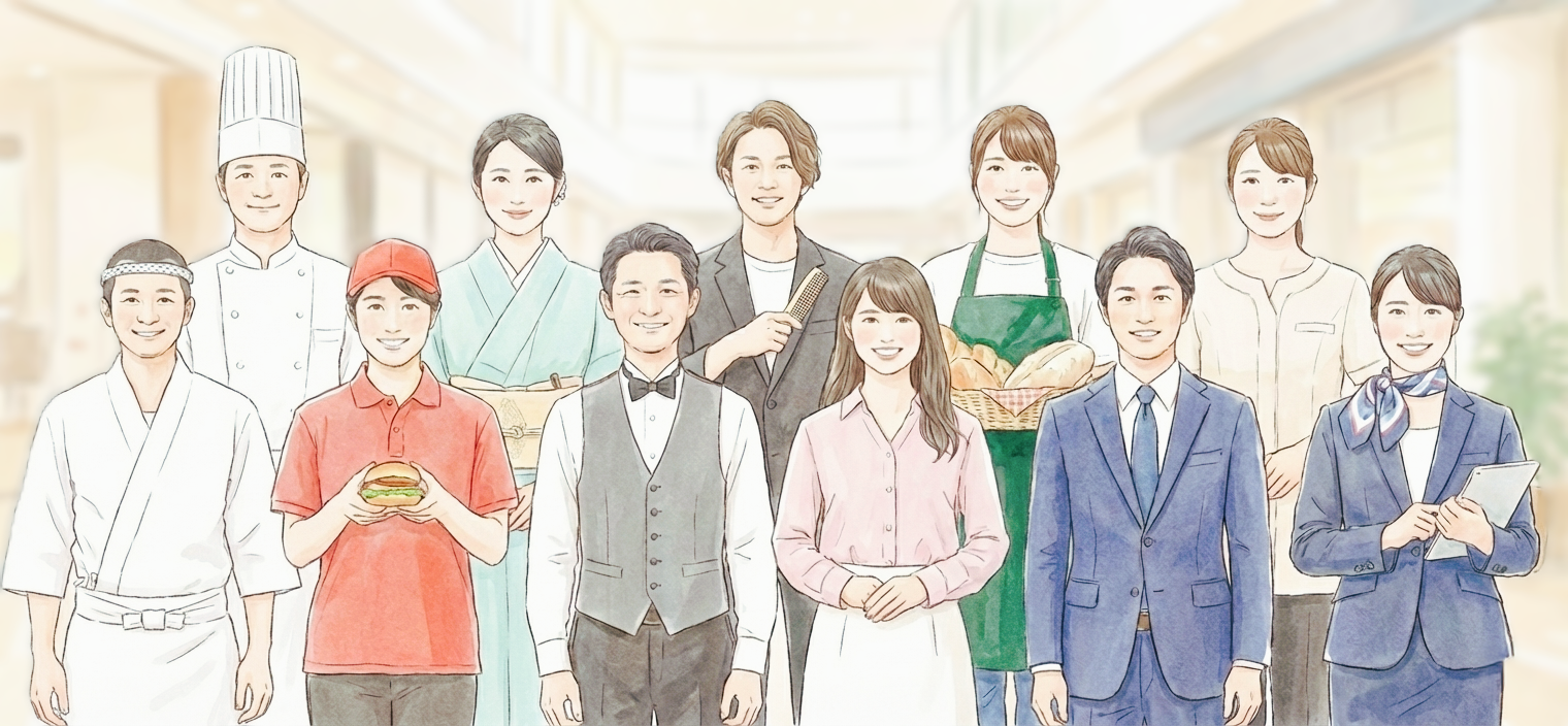 11人のプロ店員（3）イラスト