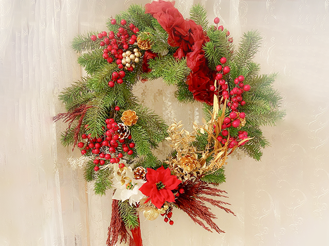 季節飾りを作る講座（クリスマスリース）