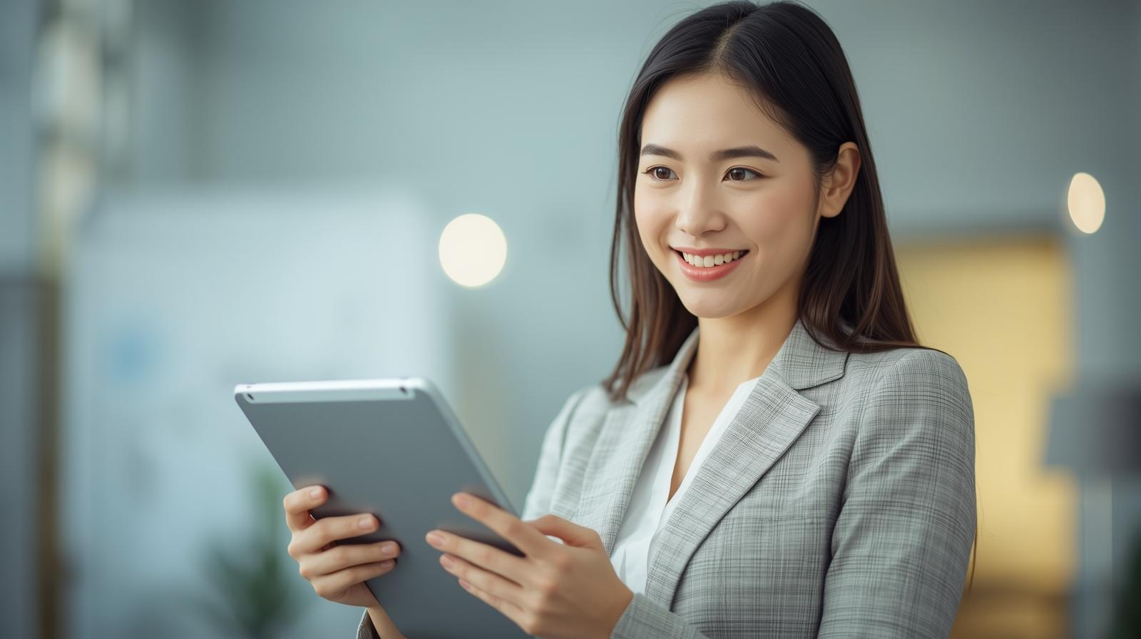 やる気満々　女性　日本人　営業　画像作って