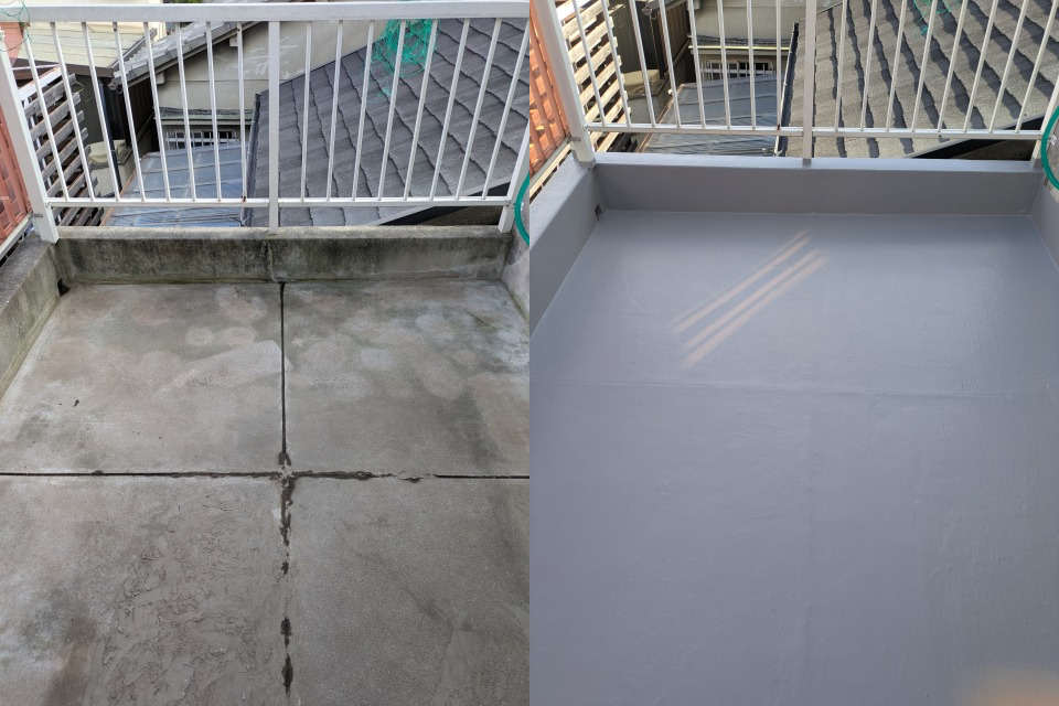 大阪の雨漏り修理店大阪府柏原市H様邸 ベランダ防水工事