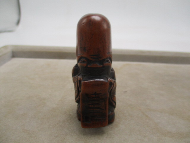 レトロ アンティーク 骨董品 中国美術 根付 寿老人 木製