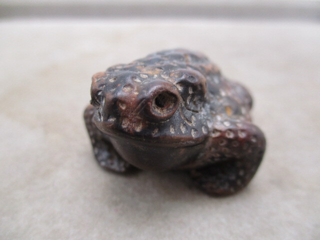 レトロ アンティーク 骨董品 根付 ヒキガエル 蛙 木製