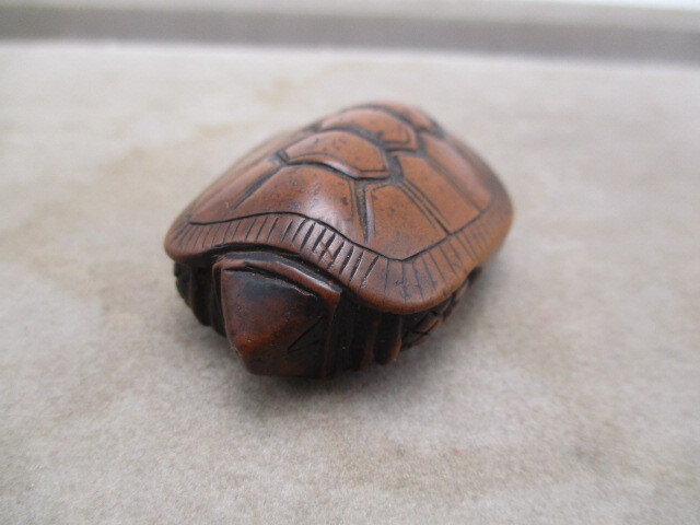 レトロ アンティーク 骨董品 根付 カメ 亀 木製