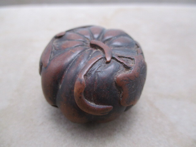 レトロ アンティーク 骨董品 根付 カボチャ 木製