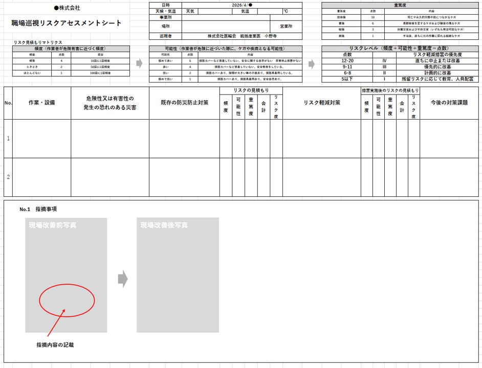 リスクアセスメントシート