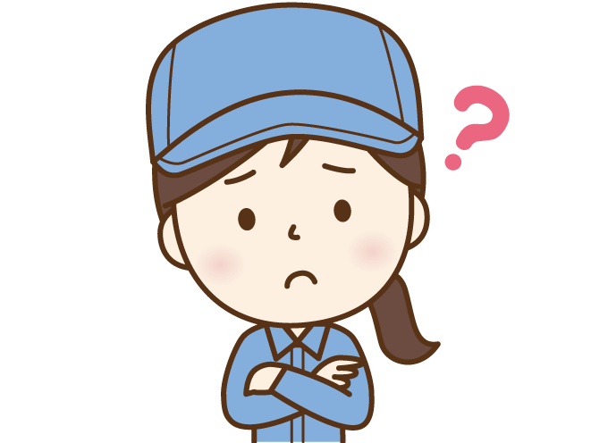 疑問に思う作業着の女性2