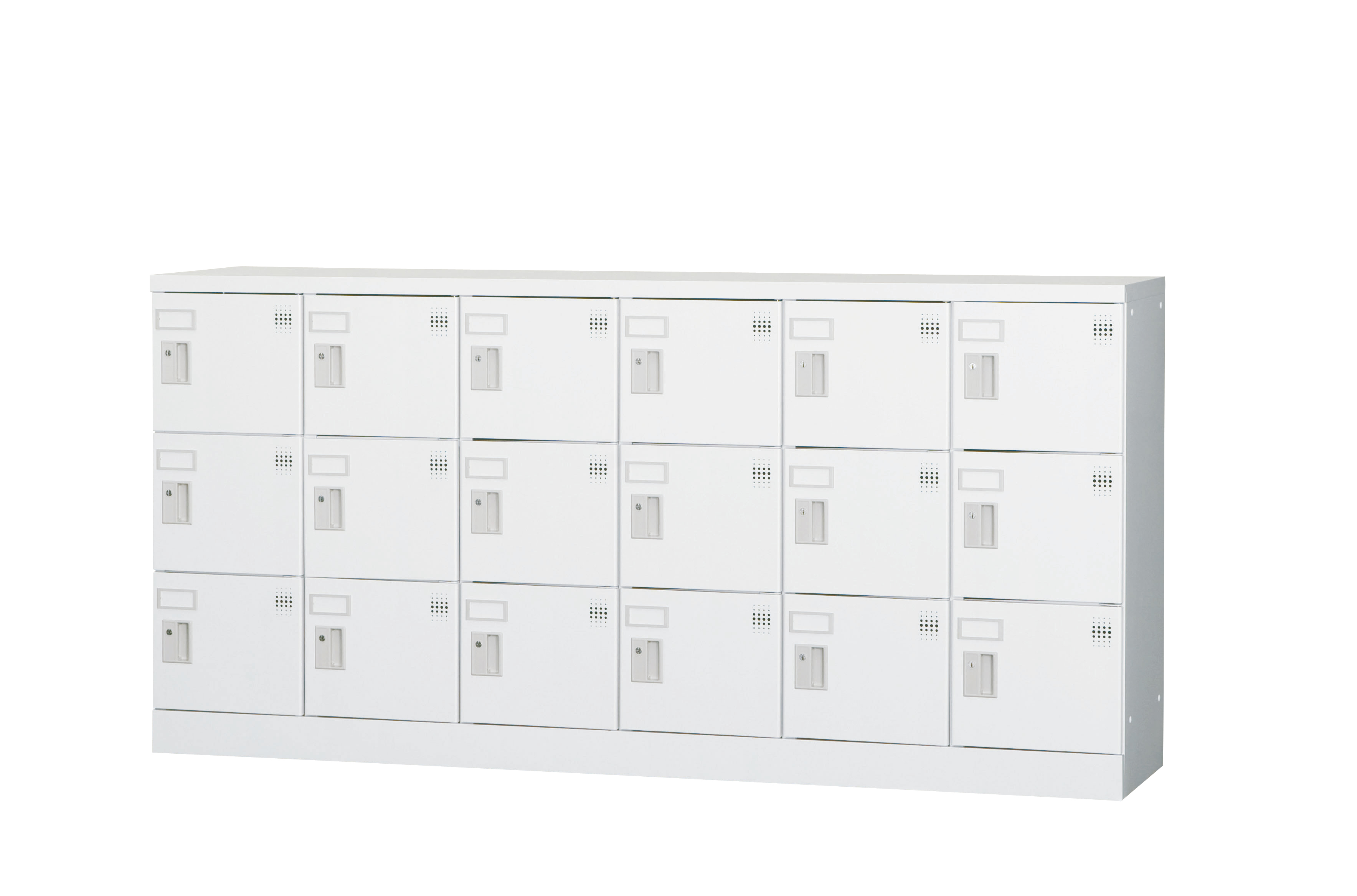 GLKシリーズ 横型18人用窓無ロッカー（シリンダー錠） W1800D380H880