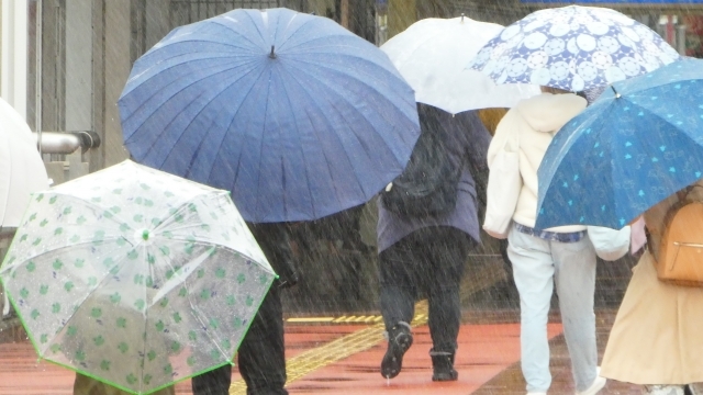 雨の日の傘歩行