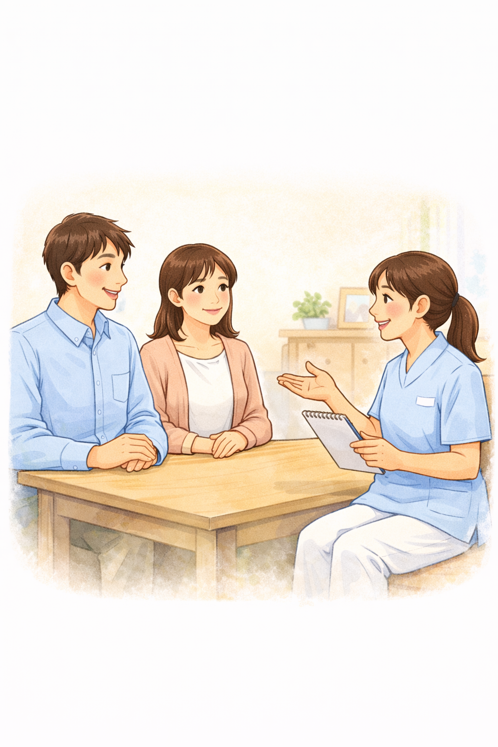 家族と話している